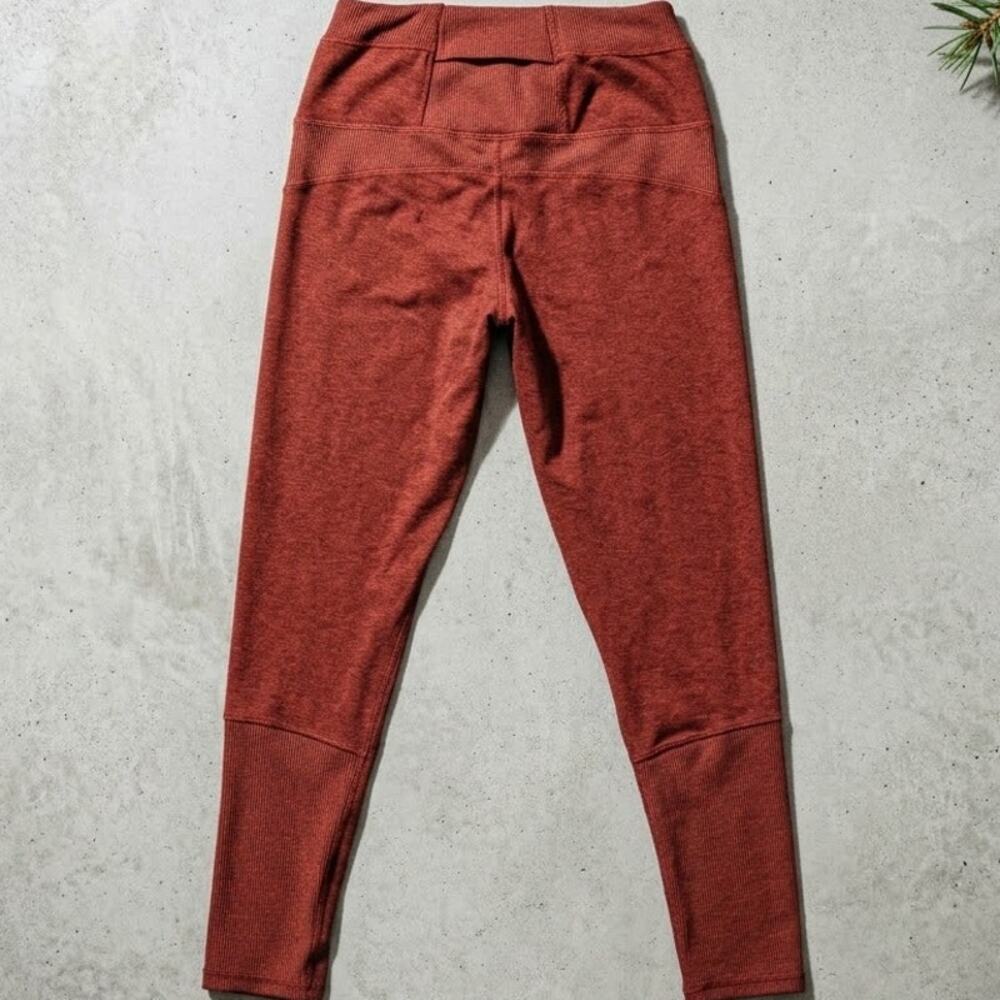 Apana Cropped Leggings Womens S Rust Red Ribbed Pocket Pilates Athleisure